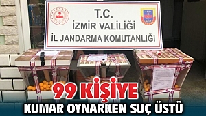 İzmir Bornova'da Jandarma 99 kişiyi kumar oynarken suçüstü yakaladı