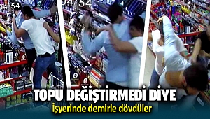 Futbol topunu değiştirmedi diye işyeri sahibini demirle dövdüler video haber