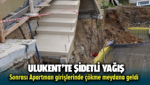 Menemen Ulukent'te sağanak yağış sonrası 2 apartmanın girişinde çökme meydana geldi