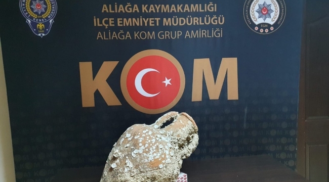 Aliağa'da 2 bin 500 yıllık antik anfora operasyonla ele geçirildi