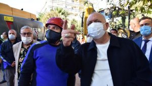 Başkan Ergün enkaz kaldırma çalışmalarını takip etti