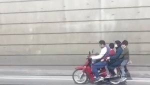 Bursa'da motosiklet üzerinde tehlikeli yolculuk