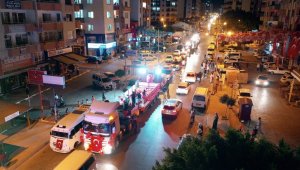 Erdemli'de iş makineleri cumhuriyet konvoyuna renk kattı