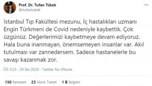 İç Hastalıkları Uzmanı Engin Türkmeni Covid-19 nedeniyle hayatını kaybetti