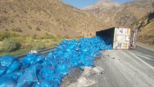 Kömür yüklü tır yan yattı: 1 yaralı