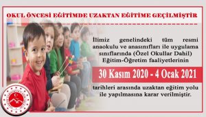 Ağrı'da ana sınıfı ve anaokulları uzaktan eğitime geçti