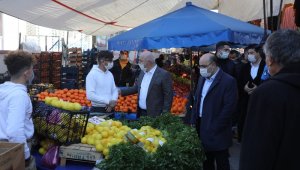 Bıyık pazarda korona virüs denetimi gerçekleştirdi