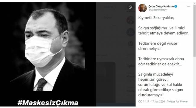 Sakarya Valisi Kaldırım uyardı: "Tedbirlere uymazsak daha ağır tedbirler gelecektir"
