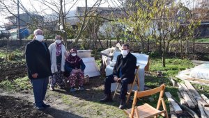 Çan'da evi yanan vatandaşa konteynır kuruldu