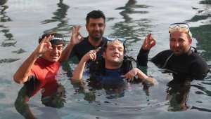 Engelli Barış, dalış hayalini 2300 yıllık Kleopatra Havuzunda gerçekleştirdi