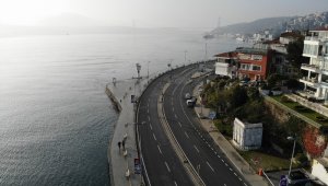 Sessizliğin hakim olduğu Bebek Sahili havadan görüntülendi