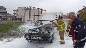 Susurluk'ta kontak yapılan otomobil kullanılamaz hale geldi