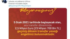 Tokgöz: "Kayserispor'un transfer yasağı bulunuyor"