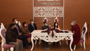 Yenilen nikah sarayında ilk nikahı başkan Aşgın kıydı