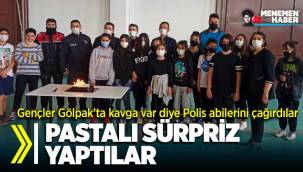 Menemenli sporcu gençlerden polis abilerine pastalı sürpriz