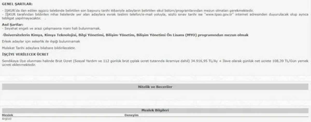 TPAO personel alımı