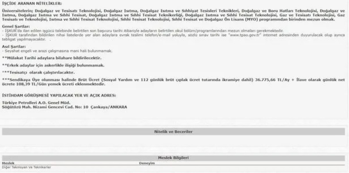 TPAO personel alımı