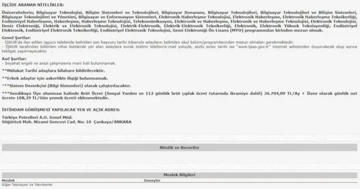 TPAO personel alımı