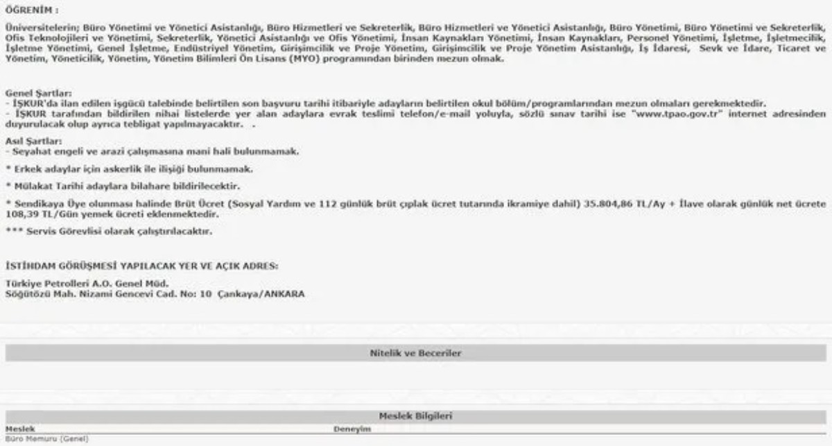 TPAO personel alımı