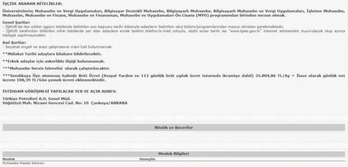 TPAO personel alımı