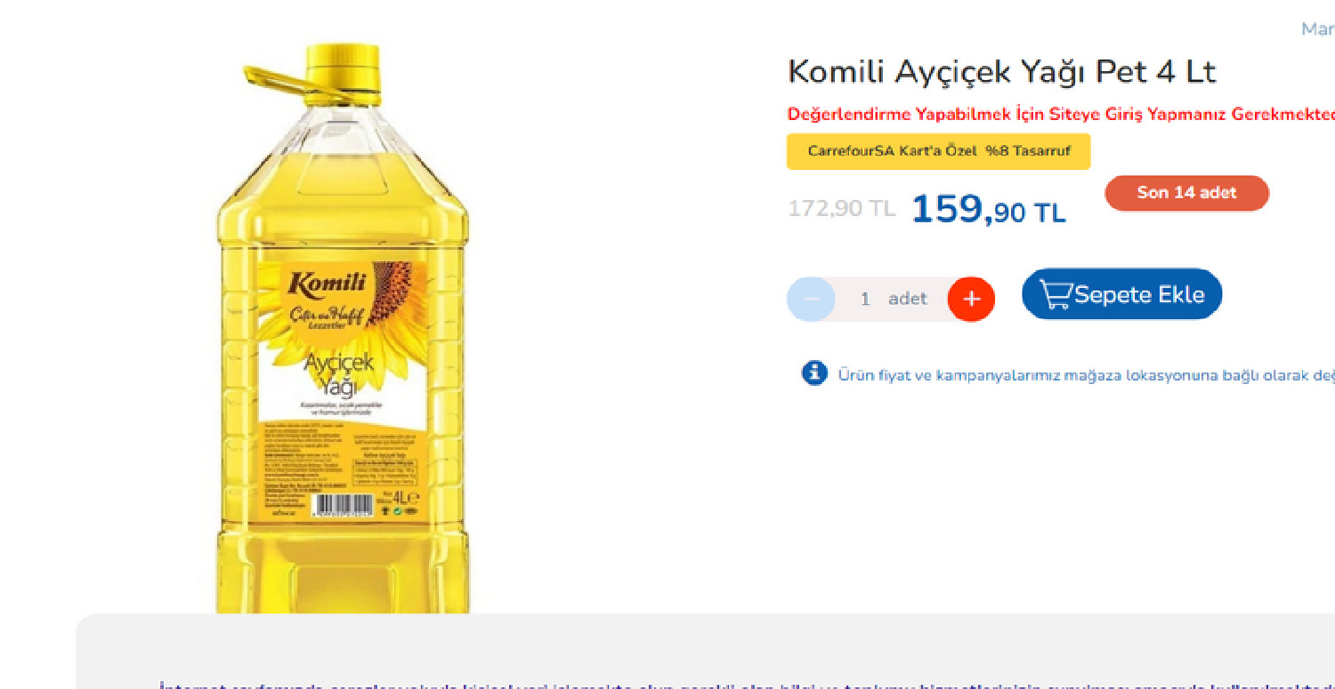 ayçiçek 159 TL