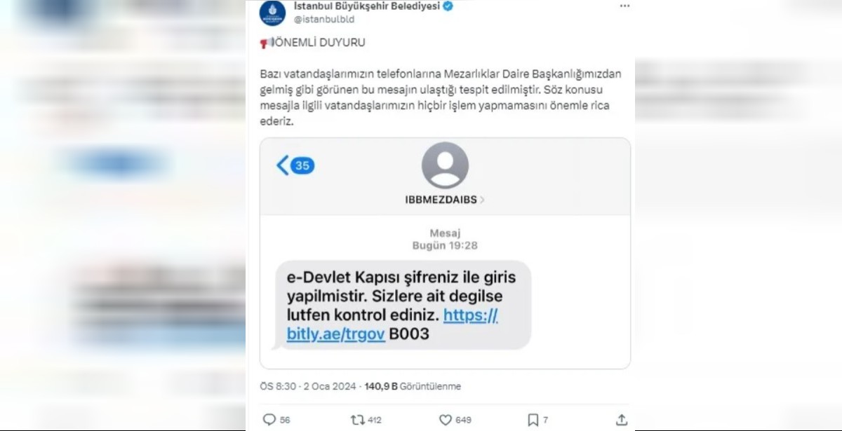 ibb dolandırıcı mesajlara karşı uyardı