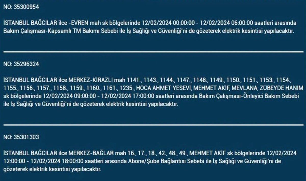 İstanbul'da Elektrik ne zaman gelecek