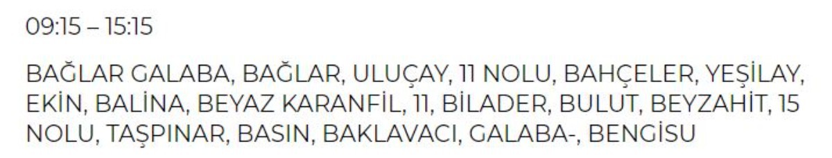 27 Mayıs Ankara'da elektrik kesintisi