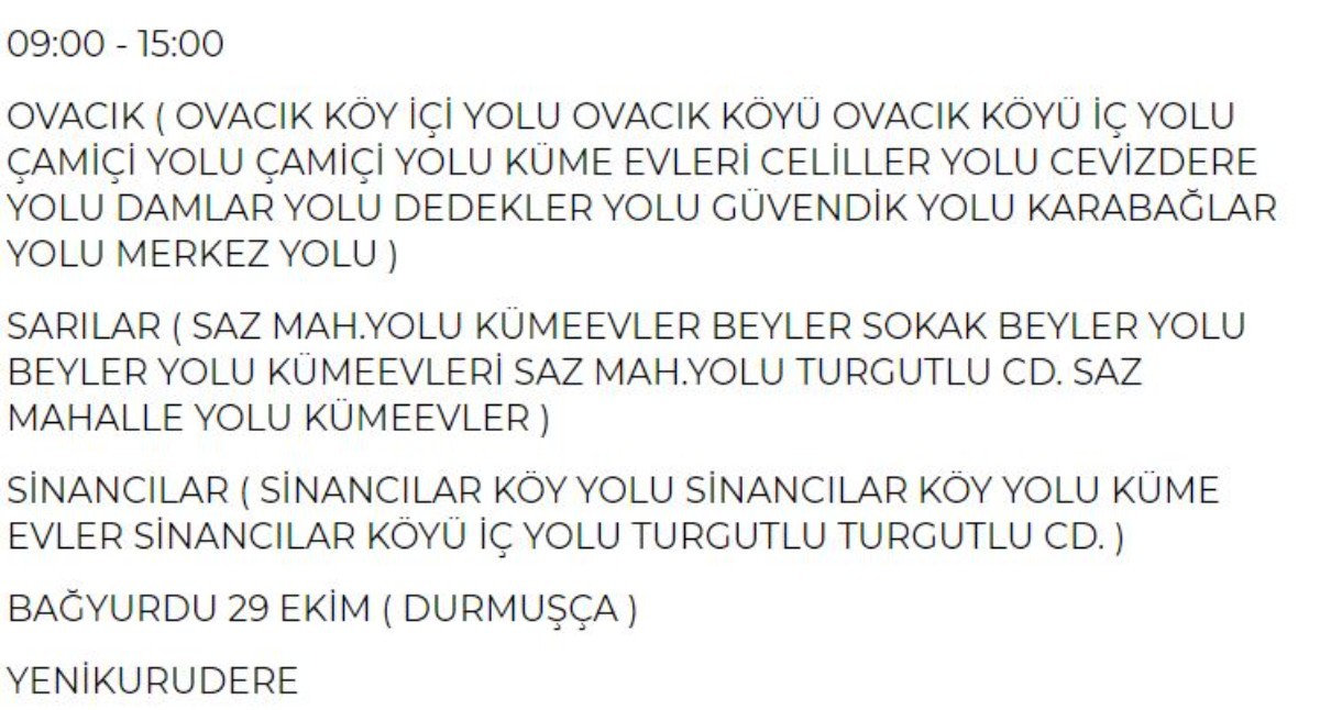 11 Haziran Salı günü İzmir elektrik kesintisi