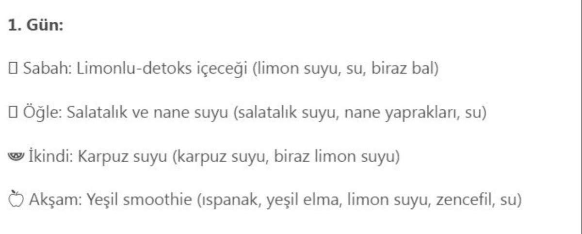 2 günde 2 kg ödem azaltan sıvı detoks