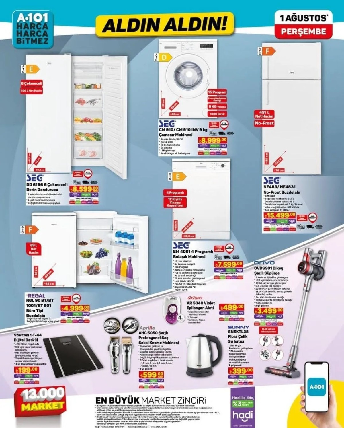 A101 Marketleri 1 Ağustos 2024 Kataloğu