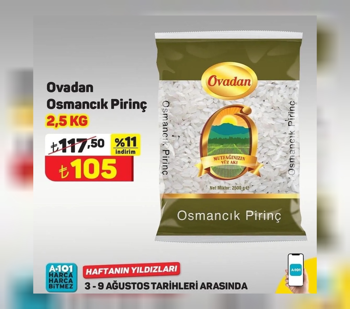 a101 pirinç indirimi